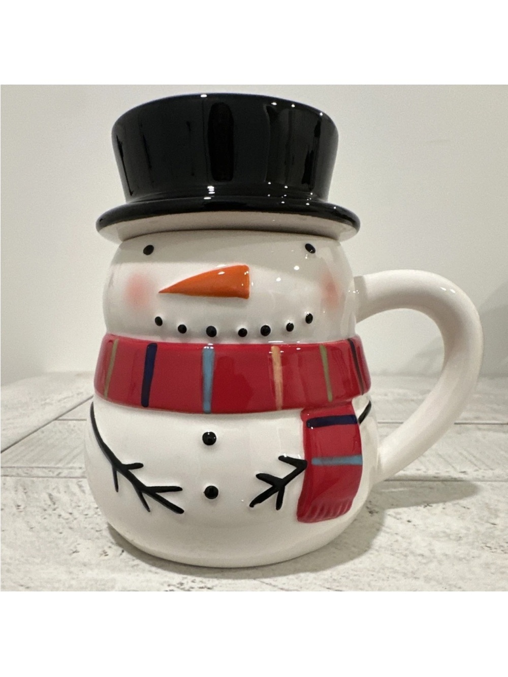 St. Nicholas Square Figural Snowman Ceramic Coffee/Cocoa Mug with Lid